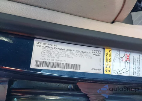 2009 Audi A4 2.0T Cabriolet Quattro z USA, uszkodzony, nr VIN WAUDF48H29K007211